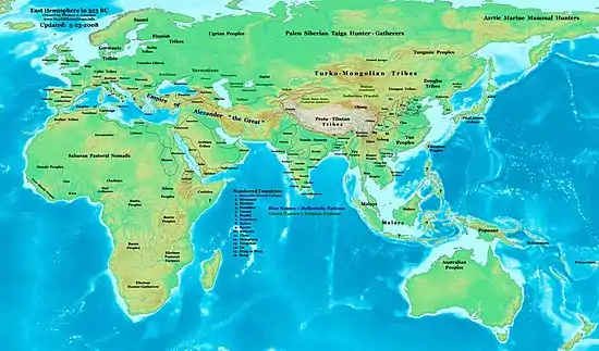 Eastern Hemisphere in 323 BC.