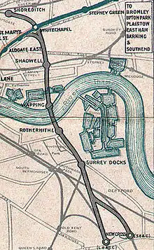 A 1915 map of the original East London Line