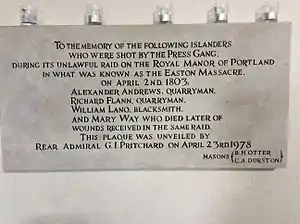  Photograph of a memorial plaque in a church, topped with candles