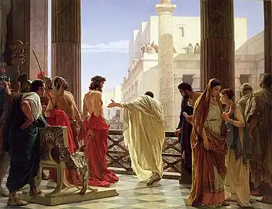 Pilate, trying and handing over Jesus, the King of the Jews, Mark 15:2