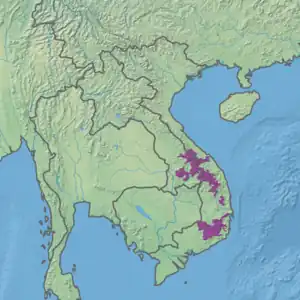 Image 29Southern Annamites montane rain forests: ecoregion territory (in purple) (from Geography of Cambodia)