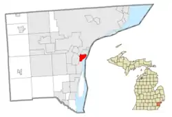 Location within Wayne County