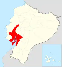 Location of Guayas in Ecuador