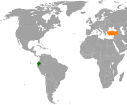 Map indicating locations of Ecuador and Turkey