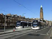 Image 3Two Edinburgh Trams seen at the West End - Princes Street stop