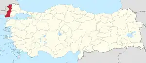 Location of the province within Turkey