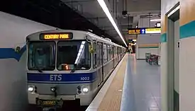 Edmonton U2 car 1002 (After retrofit, with electronic LED destination signs and new paint)