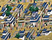 Image 5A view of Edo, from a 17th-century screen painting (from History of Tokyo)