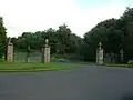 The restored Belvedere or 'Egg Cup' gates at Eglinton Country Park, Ayrshire.