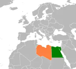 Map indicating locations of Egypt and Libya