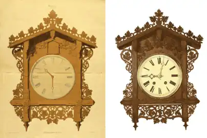 The original design and first model of the Bahnhäusle cuckoo clock