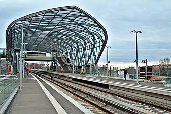 S-Bahn stop just after opening, December 2019