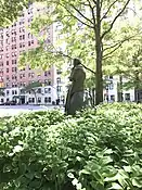 The statue of Eleanor Roosevelt seen from the northwest.