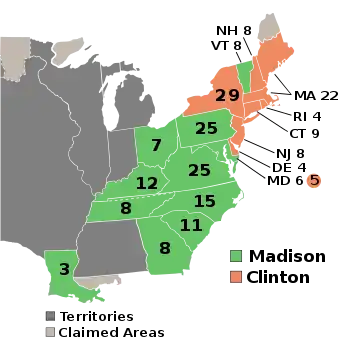 Electoral map, 1812 election