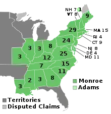 Electoral map, 1820 election