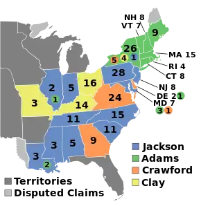 Electoral map, 1824 election