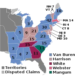 Electoral map, 1836 election