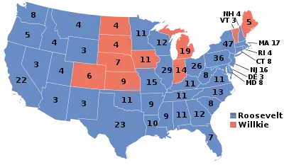 Electoral map, 1940 election