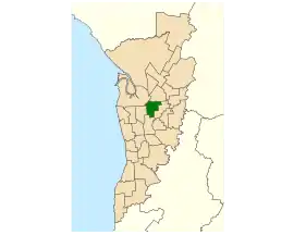 Map of Adelaide, South Australia with electoral district of Enfield highlighted