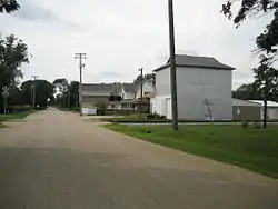 A view toward buildings in Eleroy including the U.S. Post Office.