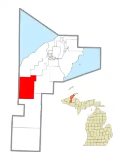 Location within Houghton County