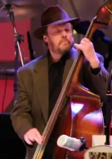 Emory Gordy Jr. playing an upright bass