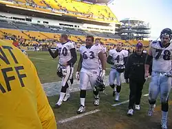 The Ravens walking off the field after beating the Steelers, 2006.