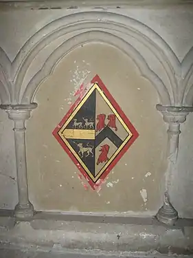 The arms of Sophia Sheppard (née Routh) showing the arms impaled, meaning that she survived her husband.