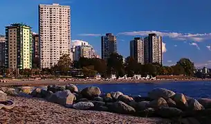 Looking along English Bay Beach in the West End