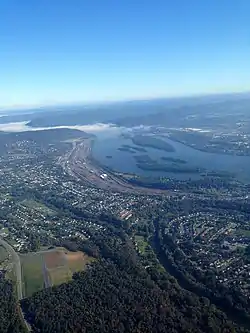 Aerial view of Enola and the Susquehanna River