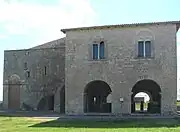 The entrance to the old church, far left