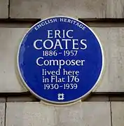 Plaque commemorating Eric Coates