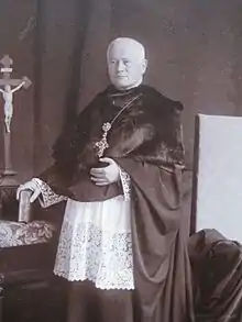 Benedictine archabbot Schober in prelatial dress with cappa magna.