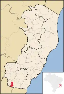 Location of Apiacá in Espírito Santo