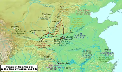 Transition from Sui to Tang (613–628)