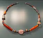 Necklace of gold, lapis lazuli, carnelian and etched carnelian beads, c.2600-2340 from Kish in Sumer.