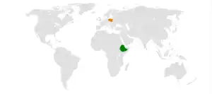 Map indicating locations of Ethiopia
 and Poland