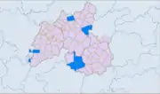 Ethnic townships in South-Eastern Hunan. Blue - Yao.