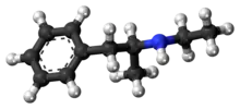 Ball-and-stick model of etilamfetamine molecule