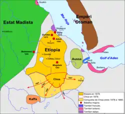 Kingdom of Kaffa (orange) in 1889