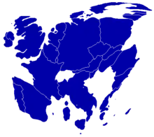 Image 32A cartogram depicting the population distribution between old EU-27 member states in 2008 (including the UK and excluding Croatia). 58% of all citizens of the EU live in the four largest member states: Germany, France, Italy, and Spain. (from Demographics of the European Union)