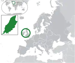 Map showing the Isle of Man in Europe