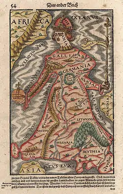 Europa regina in Münster's "Cosmographia", 1570.