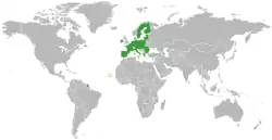 Map indicating locations of European Union and Cape Verde