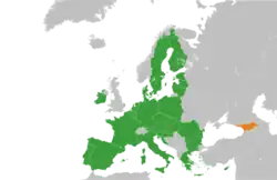 Map indicating locations of European Union and Georgia