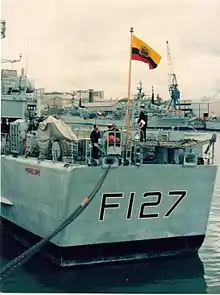 In 1991, acquired from the Royal Navy along with the former Danae (F47), the Eloy Alfaro was decommissioned on 19 March 2008, after 17 years of service in the Ecuadorian Navy.