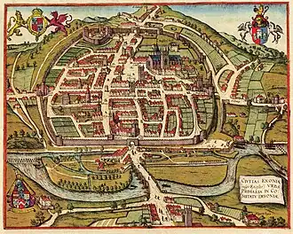 Image 19An illustration of Exeter in 1563, entitled Civitas Exoniae (vulgo Excester) urbs primaria in comitatu Devoniae (from Exeter)