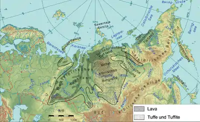 Image 20The extent of the Siberian Traps (map in German) (from Siberian Traps)