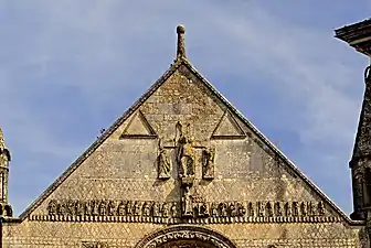 Romanesque pediment of the Abbaye Saint-Jouin de Marnes, Saint-Jouin-de-Marnes, Deux-Sèvres, France, started in 1095