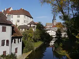 The chateau overlooking the Saar river in Fénétrange